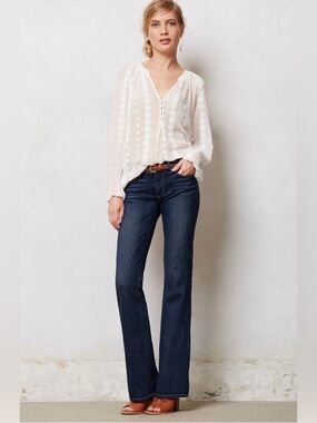 Paige Skyline Mid-Rise Dark Blue Bootcut Jeans Size 31